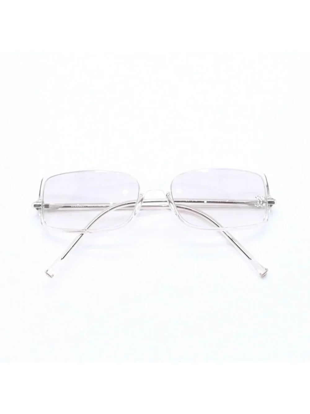 Chanel Sunglasses Eyewear CC Logo Rhinestone Clear Gray